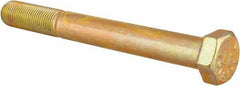 Made in USA - 1/2-20 UNF, 4-1/2" Length Under Head Hex Head Cap Screw - Partially Threaded, Grade 8 Alloy Steel, Zinc Yellow Dichromate Finish, 3/4" Hex - USA Tool & Supply