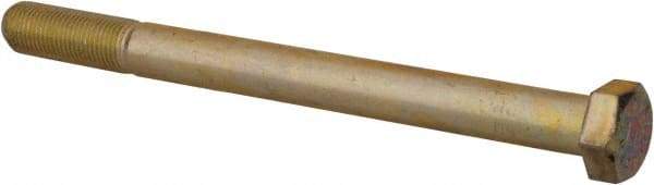 Made in USA - 1/2-20 UNF, 6" Length Under Head Hex Head Cap Screw - Partially Threaded, Grade 8 Alloy Steel, Zinc Yellow Dichromate Finish, 3/4" Hex - USA Tool & Supply
