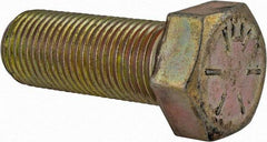 Made in USA - 9/16-18 UNF, 1-1/2" Length Under Head Hex Head Cap Screw - Fully Threaded, Grade 8 Alloy Steel, Zinc Yellow Dichromate Finish, 13/16" Hex - USA Tool & Supply