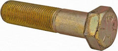 Made in USA - 9/16-18 UNF, 2-1/2" Length Under Head Hex Head Cap Screw - Partially Threaded, Grade 8 Alloy Steel, Zinc Yellow Dichromate Finish, 13/16" Hex - USA Tool & Supply