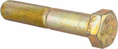 Made in USA - 9/16-18 UNF, 3" Length Under Head Hex Head Cap Screw - Partially Threaded, Grade 8 Alloy Steel, Zinc Yellow Dichromate Finish, 13/16" Hex - USA Tool & Supply