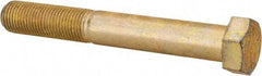Made in USA - 9/16-18 UNF, 4" Length Under Head Hex Head Cap Screw - Partially Threaded, Grade 8 Alloy Steel, Zinc Yellow Dichromate Finish, 13/16" Hex - USA Tool & Supply