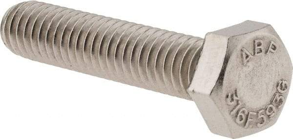 Value Collection - 5/16-18 UNC, 1-1/2" Length Under Head Hex Head Cap Screw - Fully Threaded, Grade 316 Stainless Steel, Uncoated, 1/2" Hex - USA Tool & Supply