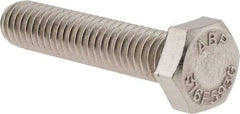 Value Collection - 5/16-18 UNC, 1-1/2" Length Under Head Hex Head Cap Screw - Fully Threaded, Grade 316 Stainless Steel, Uncoated, 1/2" Hex - USA Tool & Supply