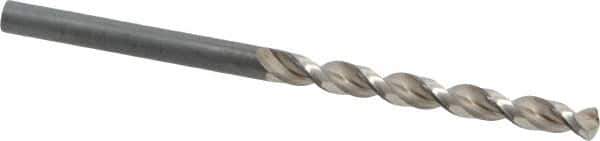 Guhring - 4.2mm 130° High Speed Steel Jobber Drill - Bright Finish, Right Hand Cut, Parabolic Flute, Straight Shank, 2-61/64" OAL, Standard Point - USA Tool & Supply
