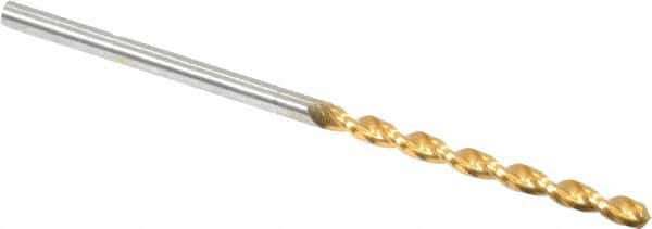 Guhring - #49 130° High Speed Steel Jobber Drill - TiN Finish, Right Hand Cut, Parabolic Flute, Straight Shank, 46mm OAL, Standard Point - USA Tool & Supply