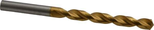 Guhring - 3/8" 130° Cobalt Jobber Drill - TiN Finish, Right Hand Cut, Parabolic Flute, Straight Shank, 133mm OAL, Standard Point - USA Tool & Supply