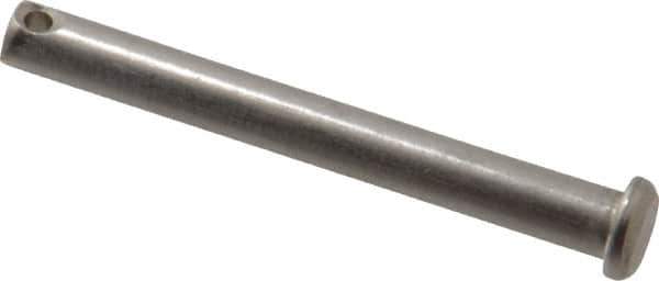 Made in USA - 1/4" Pin Diam, 2-1/4" OAL, Standard Clevis Pin - 3/32" Hole, 2-5/32" Usable Length, Uncoated Stainless Steel - USA Tool & Supply