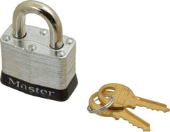 Master Lock - Keyed Alike Retaining Key Conductive Lockout Padlock - 3/4" Shackle Clearance, 9/32" Shackle Diam, 1-1/4" Body Height x 1-9/16" Body Width, Black, 4 Pins - USA Tool & Supply