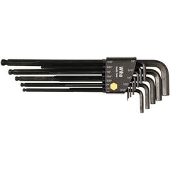 Wiha - 13 Piece, L-Key Long Arm Ball End Hex Key Set - 0.05 to 3/8" Range, Chrome Vanadium Molybdenum - USA Tool & Supply