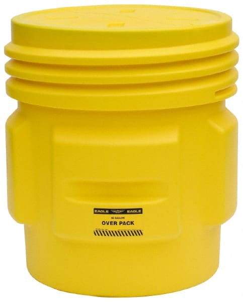 Eagle - 65 Gallon Closure Capacity, Screw On Closure, Yellow Overpack - 30 Gallon Container, Polyethylene, 660 Lb. Capacity, UN 1H2/X300/S Listing - USA Tool & Supply