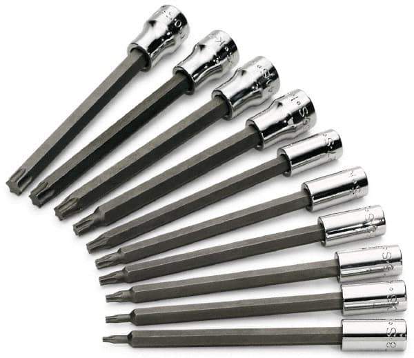 SK - 10 Piece 1/4 & 3/8" Drive Torx Bit Socket Set - T8 to T50 Torx - USA Tool & Supply