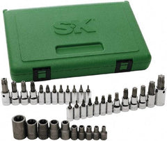 SK - 35 Piece 1/4, 3/8 & 1/2" Drive Torx Bit Socket Set - T7 to T60 Torx - USA Tool & Supply