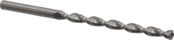Guhring - #8 130° Solid Carbide Jobber Drill - Bright Finish, Right Hand Cut, Parabolic Flute, Straight Shank, 3-5/8" OAL, Standard Point - USA Tool & Supply