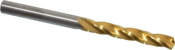 Guhring - 3/16" 150° Solid Carbide Jobber Drill - TiN Finish, Right Hand Cut, Spiral Flute, Straight Shank, 2-7/16" OAL, Standard Point - USA Tool & Supply