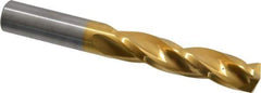 Guhring - 1/2" 150° Solid Carbide Jobber Drill - TiN Finish, Right Hand Cut, Spiral Flute, Straight Shank, 4" OAL, Standard Point - USA Tool & Supply