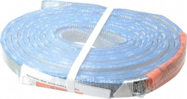 Lift-All - 20' Long x 1" Wide, 3,200 Lb Vertical Capacity, 2 Ply, Polyester Web Sling - 2,500 Lb Choker Capacity, Silver (Color) - USA Tool & Supply