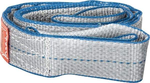 Lift-All - 4' Long x 2" Wide, 6,400 Lb Vertical Capacity, 2 Ply, Polyester Web Sling - 5,000 Lb Choker Capacity, Silver (Color) - USA Tool & Supply