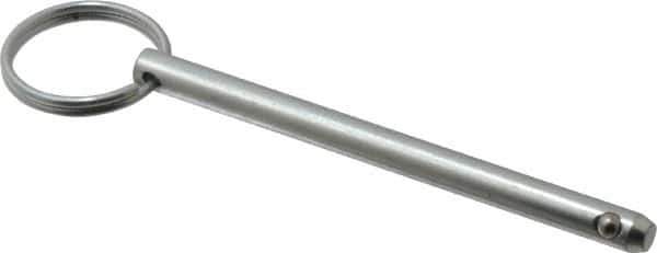 Gibraltar - 1/4" Pin Diam, 3-1/4" Long, Zinc Plated Steel Ball Lock Hitch Pin - 3" Usable Length - USA Tool & Supply