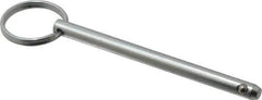 Gibraltar - 1/4" Pin Diam, 3-1/4" Long, Zinc Plated Steel Ball Lock Hitch Pin - 3" Usable Length - USA Tool & Supply