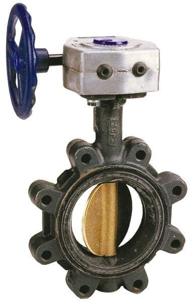 NIBCO - 2-1/2" Pipe, Lug Butterfly Valve - Gear Handle, Ductile Iron Body, Buna-N Seat, 250 WOG, Ductile Iron Disc, Stainless Steel Stem - USA Tool & Supply