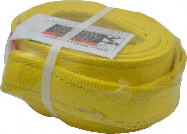 Lift-All - 10' Long x 4" Wide, 11,500 Lb Vertical Capacity, 2 Ply, Polyester Web Sling - 9,200 Lb Choker Capacity, Yellow - USA Tool & Supply