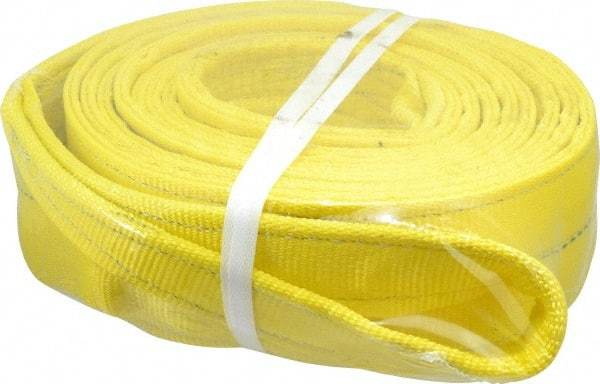 Lift-All - 20' Long x 4" Wide, 11,500 Lb Vertical Capacity, 2 Ply, Polyester Web Sling - 9,200 Lb Choker Capacity, Yellow - USA Tool & Supply