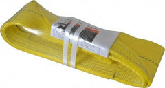 Lift-All - 3' Long x 4" Wide, 11,500 Lb Vertical Capacity, 2 Ply, Polyester Web Sling - 9,200 Lb Choker Capacity, Yellow - USA Tool & Supply