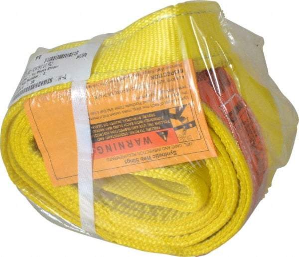 Lift-All - 6' Long x 4" Wide, 11,500 Lb Vertical Capacity, 2 Ply, Polyester Web Sling - 9,200 Lb Choker Capacity, Yellow - USA Tool & Supply
