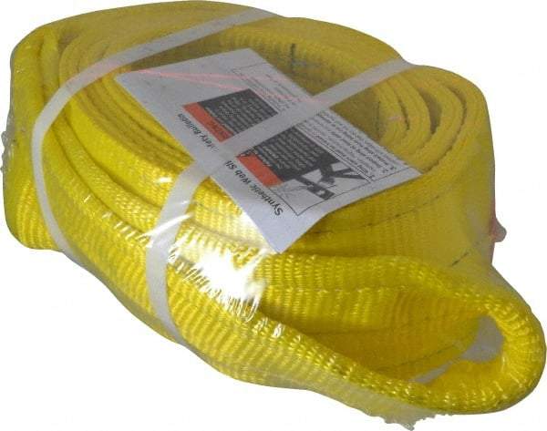 Lift-All - 8' Long x 4" Wide, 11,500 Lb Vertical Capacity, 2 Ply, Polyester Web Sling - 9,200 Lb Choker Capacity, Yellow - USA Tool & Supply