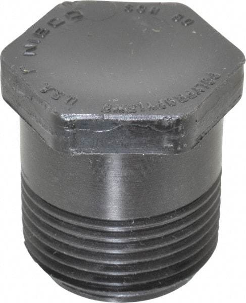 NIBCO - 1" Polypropylene Plastic Pipe Threaded Plug - Schedule 80, MPT End Connections - USA Tool & Supply