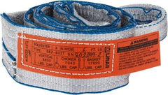 Lift-All - 6' Long x 3" Wide, 8,600 Lb Vertical Capacity, 2 Ply, Polyester Web Sling - 6,900 Lb Choker Capacity, Silver (Color) - USA Tool & Supply