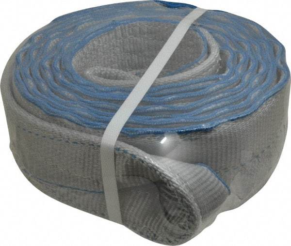 Lift-All - 14' Long x 4" Wide, 11,500 Lb Vertical Capacity, 2 Ply, Polyester Web Sling - 9,200 Lb Choker Capacity, Silver (Color) - USA Tool & Supply