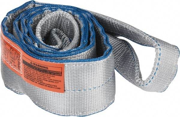 Lift-All - 8' Long x 4" Wide, 11,500 Lb Vertical Capacity, 2 Ply, Polyester Web Sling - 9,200 Lb Choker Capacity, Silver (Color) - USA Tool & Supply