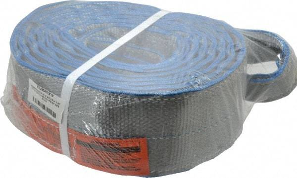 Lift-All - 16' Long x 4" Wide, 11,500 Lb Vertical Capacity, 2 Ply, Polyester Web Sling - 9,200 Lb Choker Capacity, Silver (Color) - USA Tool & Supply