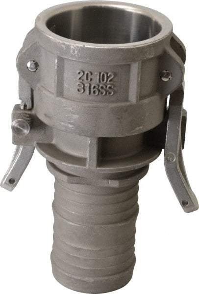 EVER-TITE Coupling Products - 1" Stainless Steel Cam & Groove Suction & Discharge Hose Female Coupler Hose Shank - Part C, 250 Max psi - USA Tool & Supply