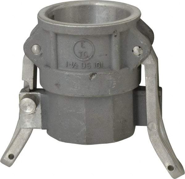 EVER-TITE Coupling Products - 1-1/2" Aluminum Cam & Groove Suction & Discharge Hose Female Coupler Female NPT Thread - Part D, 1-1/2" Lock-On Thread, 250 Max psi - USA Tool & Supply