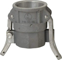 EVER-TITE Coupling Products - 1-1/2" Aluminum Cam & Groove Suction & Discharge Hose Female Coupler Female NPT Thread - Part D, 1-1/2" Lock-On Thread, 250 Max psi - USA Tool & Supply