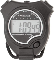 Value Collection - Digital Stopwatch with Split Counter - LR44, Back Lit, Black - USA Tool & Supply