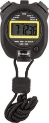 Value Collection - LCD Digital Stopwatch with Split Counter - 4 Functions, 1/100 Sec Resolution, Black - USA Tool & Supply