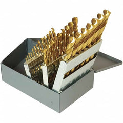 Chicago-Latrobe - 1/16 to 1/2", 135° Point, TiN Finish, High Speed Steel Jobber Length Drill Bit Set - USA Tool & Supply