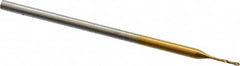 Micro Drill Bit: 0.0126″ Dia, 118 °, Cobalt TiN Finish, 0.984″ OAL, RH Cut, Spiral Flute, Straight-Cylindrical Shank, Series 660