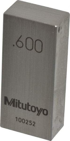 Mitutoyo - 0.6" Rectangular Steel Gage Block - Accuracy Grade 0, Includes Certificate of Inspection - USA Tool & Supply