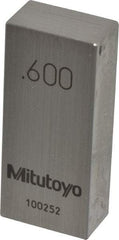 Mitutoyo - 0.6" Rectangular Steel Gage Block - Accuracy Grade 0, Includes Certificate of Inspection - USA Tool & Supply