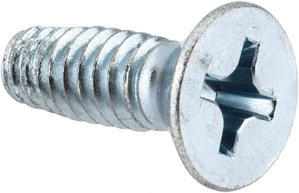Value Collection - 1/4-20 UNC Thread, 3/4" OAL, Phillips Drive Steel Thread Cutting Screw - Flat Head, Grade 2, Point Type F, Zinc-Plated Finish - USA Tool & Supply
