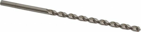Accupro - #4, 130° Point, Parabolic Flute, Vanadium High Speed Steel Taper Length Drill Bit - Bright Finish, 3-19/32" Flute Length, 5-15/32" OAL - USA Tool & Supply