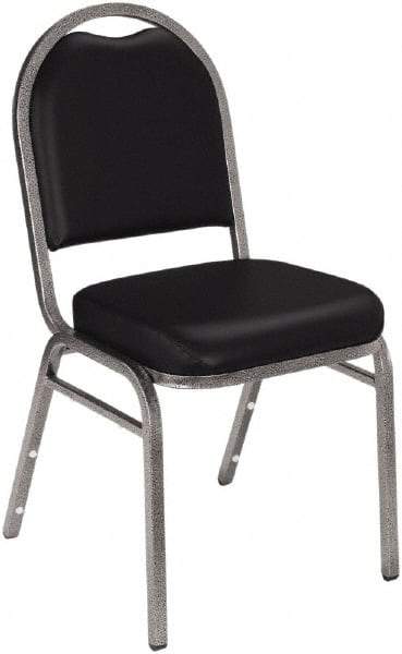 NPS - Vinyl Black Stacking Chair - Silver Frame, 18" Wide x 20" Deep x 34" High - USA Tool & Supply