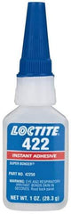 Loctite - 1 oz Bottle Clear Instant Adhesive - Series 422, 30 sec Working Time, 24 hr Full Cure Time, Bonds to Metal, Plastic & Rubber - USA Tool & Supply