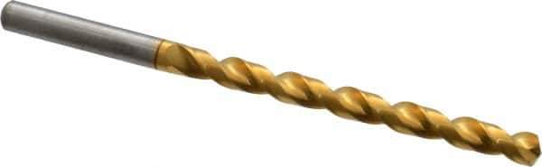 Guhring - #2 130° Solid Carbide Jobber Drill - TiN Finish, Right Hand Cut, Parabolic Flute, Straight Shank, 98.43mm OAL, Standard Point - USA Tool & Supply