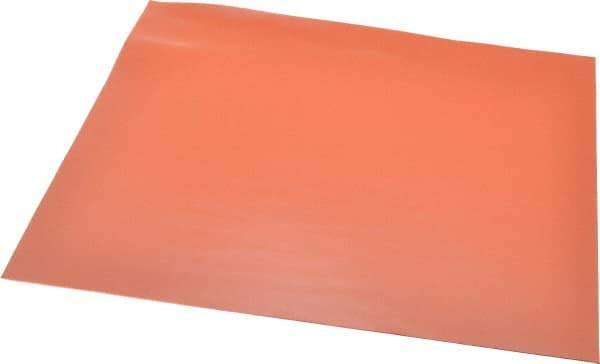 Made in USA - 12" Long, 12" Wide, 0.031" Thick, Silicone Rubber Foam Sheet - 20 Durometer, Orange-Red, -40 to 300°F, 650 psi Tensile Strength, Plain Backing, Stock Length - USA Tool & Supply